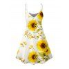 Vacation Couple Outfit Sunflower Leaf Pattern Spaghetti Strap Dress and Shirt Set - Blanc S | US 4