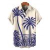 Beach Couple Outfit Colorblock Coconut Tree Print Dress and Shirt Set - Bleu S | US 4