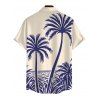 Beach Couple Outfit Colorblock Coconut Tree Print Dress and Shirt Set - Bleu S | US 4