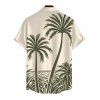 Beach Couple Outfit Colorblock Coconut Tree Print Dress and Shirt Set - Vert Armée S | US 4