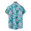 Vacation Couple Outfit Tropical Hibiscus Floral Palm Leaf Print Dress and Shirt Set - Turquoise Foncée S | US 4
