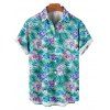 Vacation Couple Outfit Tropical Hibiscus Floral Palm Leaf Print Dress and Shirt Set - Turquoise Foncée S | US 4