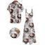 Vacation Couple Outfit Gothic Skull Rose Print Pocket Long Dress and Shirt Set - Gris Clair S | US 4