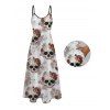 Vacation Couple Outfit Gothic Skull Rose Print Pocket Long Dress and Shirt Set - Gris Clair S | US 4
