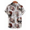 Vacation Couple Outfit Gothic Skull Rose Print Pocket Long Dress and Shirt Set - Gris Clair S | US 4
