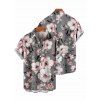 Vacation Couple Outfit Plum Blossom Floral Print Ruched Belt Dress and Shirt Set - Gris S | US 4