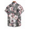 Vacation Couple Outfit Plum Blossom Floral Print Ruched Belt Dress and Shirt Set - Gris S | US 4