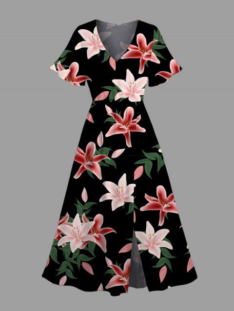Robe de vacances Lily à motif floral et fente en V