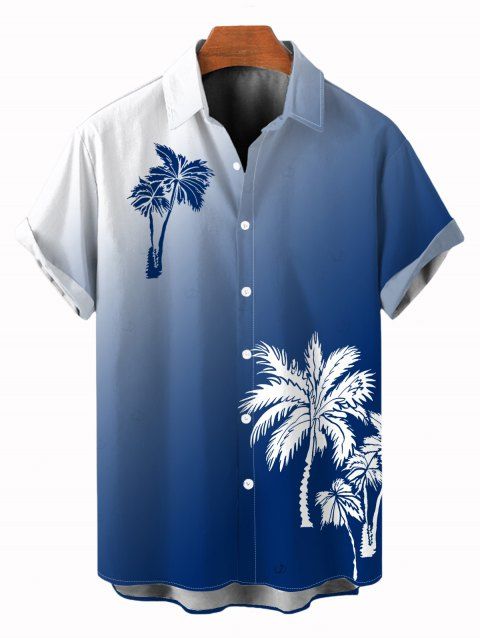 Chemise de vacances pour homme à motif cocotier ombré, boutonnée