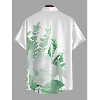 Vacation Couple Outfit Hibiscus Flower Leaf Print Spaghetti Strap Dress and Shirt Set