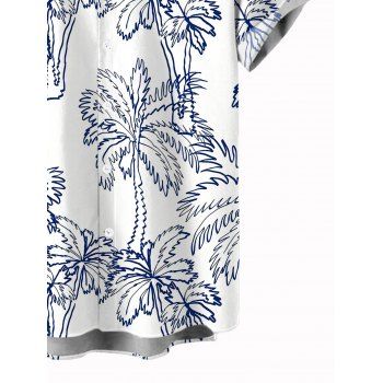Vacation Couple Outfit Sketchy Coconut Tree Print Long Dress and Shirt Set