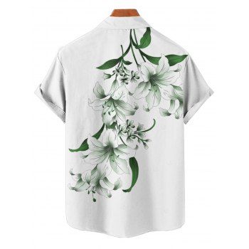 Vacation Couple Outfit Lily Floral Leaf Pattern Pocket Spaghetti Strap A Line Long Tank Dress and Button Up Shirt Casual Matching Outfit