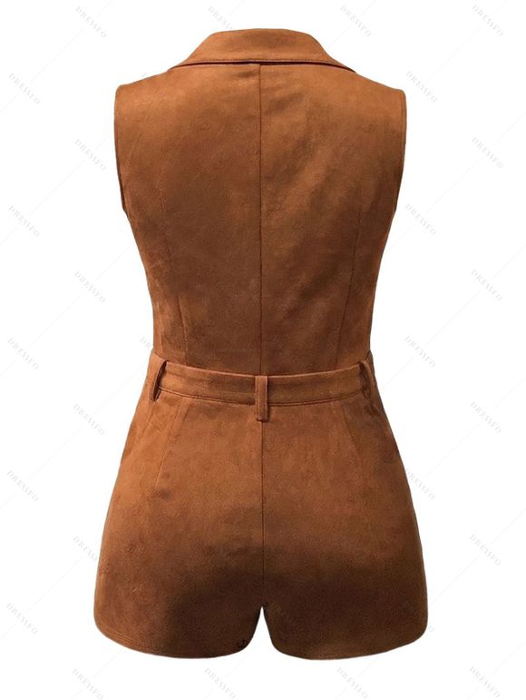 Western Style Outfit Suede Fringe Romper and Tassel Boots Feather Earrings Set - Brun S | US 4