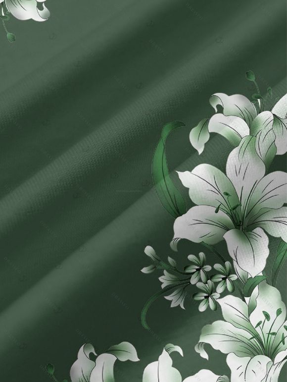 Robe de vacances à poches et imprimé floral Lily, bretelles spaghetti, coupe trapèze, longue et décontractée. - Vert profond M | US 6