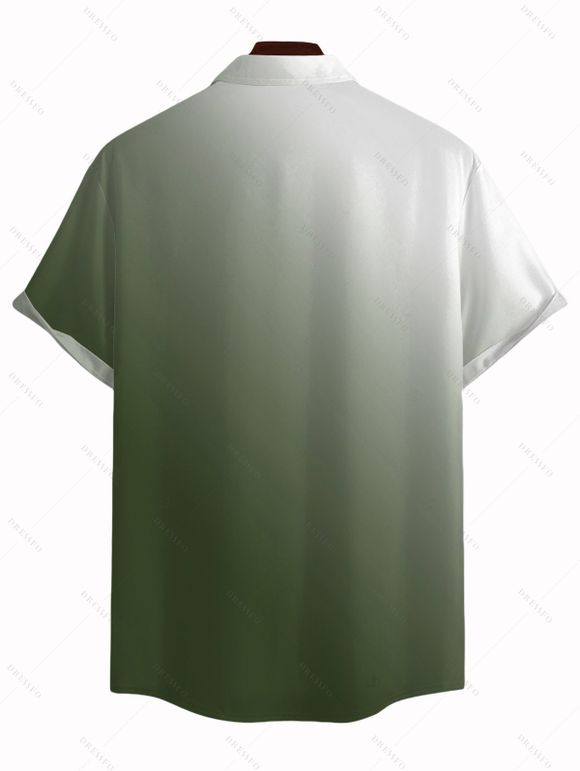 Chemise de vacances pour homme à motif cocotier ombré, boutonnée - Vert Armée S