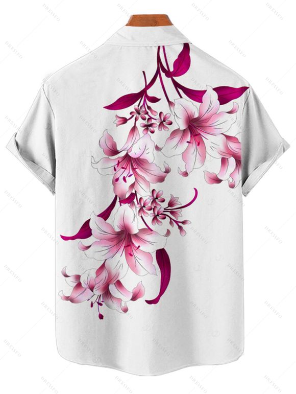 Vacation Couple Outfit Lily Floral Leaf Pattern Pocket Spaghetti Strap A Line Long Tank Dress and Button Up Shirt Casual Matching Outfit - Rouge foncé S | US 4