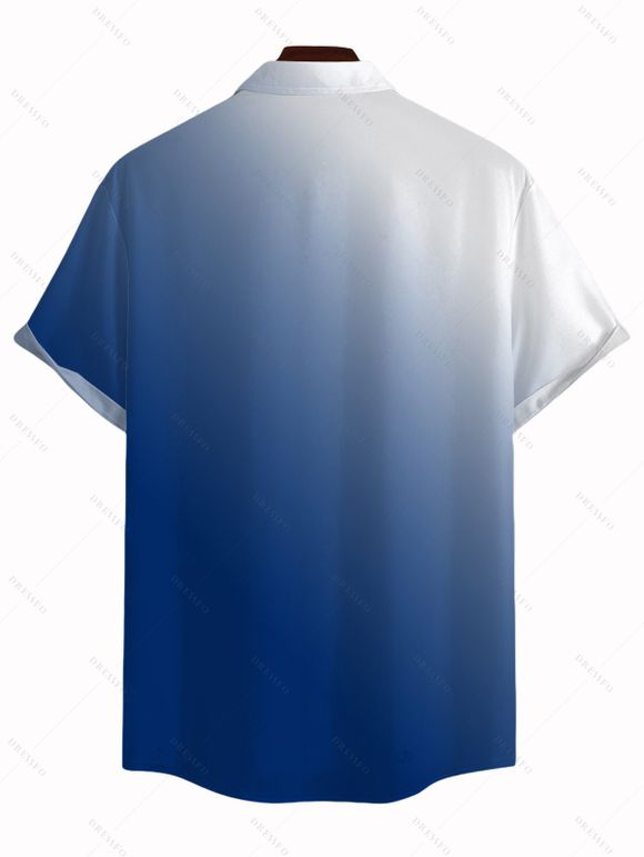 Chemise de vacances pour homme à motif cocotier ombré, boutonnée - Bleu profond XL