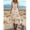 Robe de vacances romantique à motif de roses de jardin, robe élégante ajourée et nouée - Blanc S | US 4