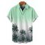 Chemise de plage homme à motif cocotier ombré, manches courtes retroussées, boutonnée - Pourpre S