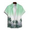 Chemise de plage homme à motif cocotier ombré, manches courtes retroussées, boutonnée - Vert 5XL