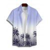 Chemise de plage homme à motif cocotier ombré, manches courtes retroussées, boutonnée - Pourpre M