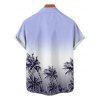 Chemise de plage homme à motif cocotier ombré, manches courtes retroussées, boutonnée - Pourpre 2XL