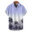 Chemise de plage homme à motif cocotier ombré, manches courtes retroussées, boutonnée - Vert 5XL