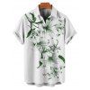 Chemise de vacances pour homme à motif floral de lys et de feuilles, boutonnée, manches courtes retroussées, style décontracté - Vert profond 3XL