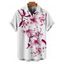 Chemise de vacances pour homme à motif floral de lys et de feuilles, boutonnée, manches courtes retroussées, style décontracté - Vert profond M