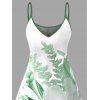 Robe de vacances à imprimé floral et feuilles, mini-robe à bretelles spaghetti - Vert clair XXXXXL | US 20