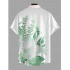 Chemise de vacances pour homme, imprimé fleurs et feuilles, à boutons - Vert clair XL