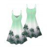 Robe de plage courte à motif cocotier ombré, bretelles spaghetti, col V et coupe trapèze - Vert XXXXXL | US 20