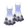 Robe de plage mini débardeur à motif cocotier ombré, bretelles spaghetti, col V et coupe trapèze - Pourpre M | US 6