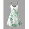 Vacation Couple Outfit Hibiscus Flower Leaf Print Spaghetti Strap Dress and Shirt Set - Vert clair S | US 4