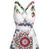 Robe de vacances à imprimé floral mandala et ceinture croisée - multicolor S | US 4