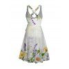 Robe de vacances à imprimé floral aquarelle marguerite lavande et ceinture croisée - Vert S | US 4