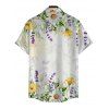 Chemise de vacances pour homme, imprimé floral aquarelle marguerite lavande, chemise boutonnée - Vert S