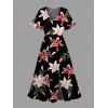 Robe de vacances Lily à motif floral et fente en V - Noir XL | US 12