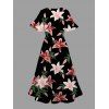 Robe de vacances Lily à motif floral et fente en V - Noir XL | US 12