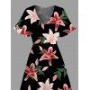 Robe de vacances Lily à motif floral et fente en V - Noir XL | US 12