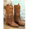 Western Style Outfit Suede Fringe Romper and Tassel Boots Feather Earrings Set - Brun S | US 4