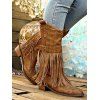 Western Style Outfit Suede Fringe Romper and Tassel Boots Feather Earrings Set - Brun S | US 4