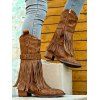 Western Style Outfit Suede Fringe Romper and Tassel Boots Feather Earrings Set - Brun S | US 4