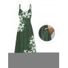 Robe de vacances à poches et imprimé floral Lily, bretelles spaghetti, coupe trapèze, longue et décontractée. - Vert profond M | US 6