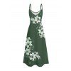 Robe de vacances à poches et imprimé floral Lily, bretelles spaghetti, coupe trapèze, longue et décontractée. - Vert profond M | US 6