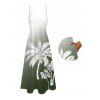 Robe de vacances longue à bretelles spaghetti et imprimé ombré de cocotiers - Vert Armée S | US 4