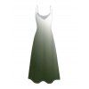 Robe de vacances longue à bretelles spaghetti et imprimé ombré de cocotiers - Vert Armée S | US 4