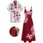 Tenue de vacances pour couple : robe longue débardeur trapèze à bretelles spaghetti, poches et imprimé floral lys, et chemise boutonnée assortie. - Pourpre S | US 4