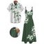 Tenue de vacances pour couple : robe longue débardeur trapèze à bretelles spaghetti, poches et imprimé floral lys, et chemise boutonnée assortie. - Pourpre S | US 4