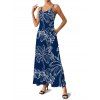 Vacation Couple Outfit Sketchy Coconut Tree Print Long Dress and Shirt Set - Bleu profond S | US 4